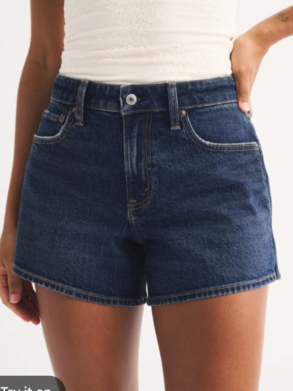 Abercrombie & Fitch Mid- Rise A-Line Shorts Classic Denim Shorts - Blue size 28